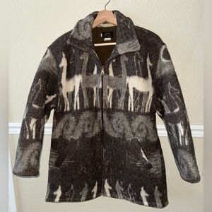 Sumac Design 100% Wool Southwestern Alpaca Zip Coat Size Medium